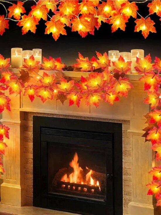4 Pack Thanksgiving Decorations Fall Garland with Lights Fall Decorations for - Picture 1 of 7